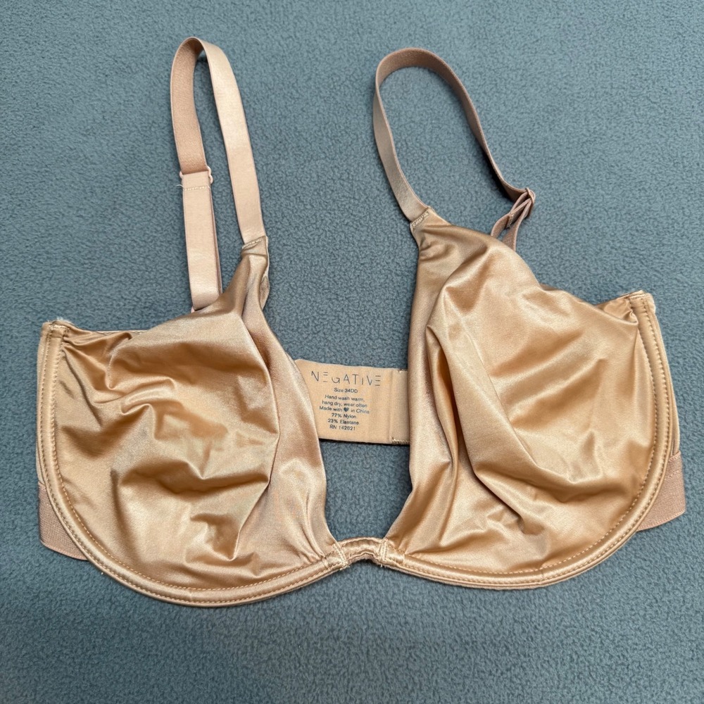 Negative Sieve Demi Bra Nude Beige Mesh Unlined 34DD Smooth Neutral Minimalist